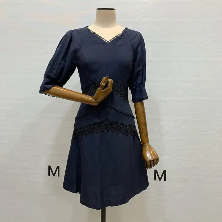 [BUNJANG] It Michaa Lace Point Linen Dress Navy Size 55 / 잇미샤(it michaa) 레이스포인트 린넨원피스 55 새상품
