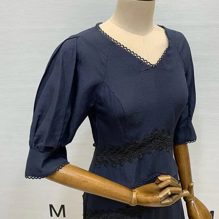[BUNJANG] It Michaa Lace Point Linen Dress Navy Size 55 / 잇미샤(it michaa) 레이스포인트 린넨원피스 55 새상품