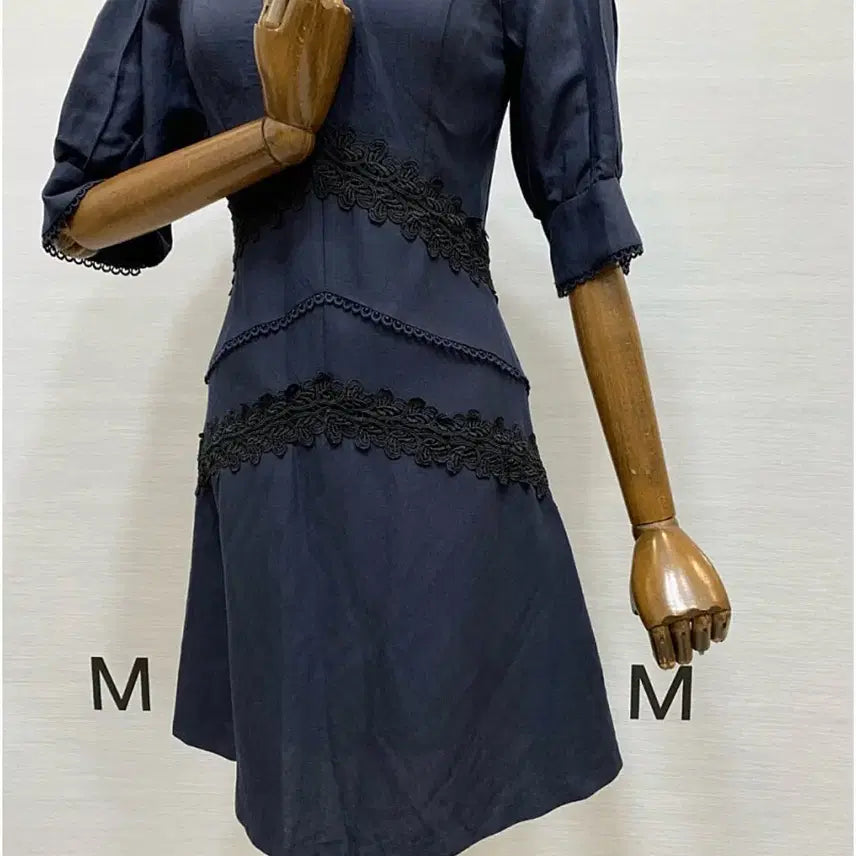 [BUNJANG] It Michaa Lace Point Linen Dress Navy Size 55 / 잇미샤(it michaa) 레이스포인트 린넨원피스 55 새상품