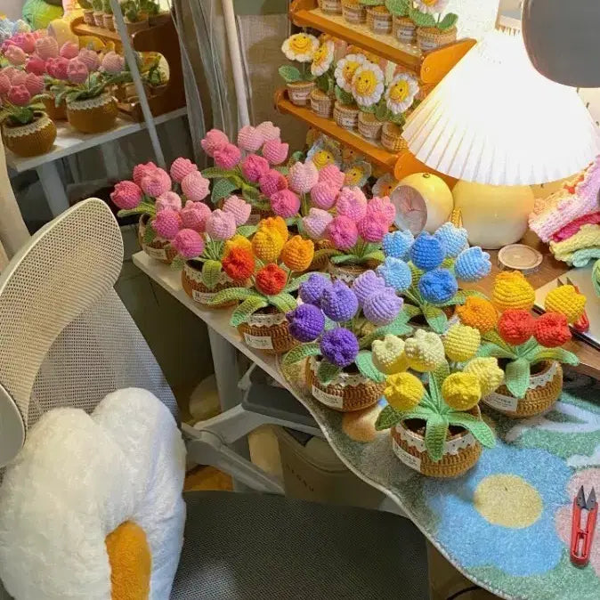[BUNJANG] Knitted Flower Pot Tulip / 뜨개꽃 화분 튤립