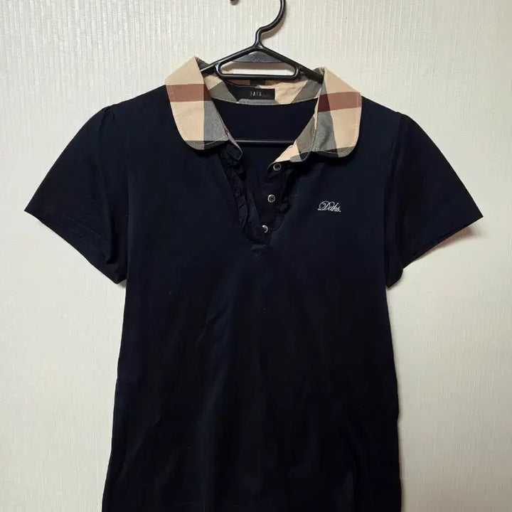 [BUNJANG] Daks Check Collar Short Sleeve Polo Shirt / 닥스 체크 카라 반팔 카라티 165