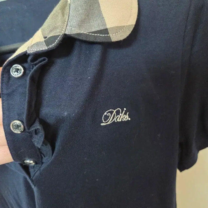 [BUNJANG] Daks Check Collar Short Sleeve Polo Shirt / 닥스 체크 카라 반팔 카라티 165