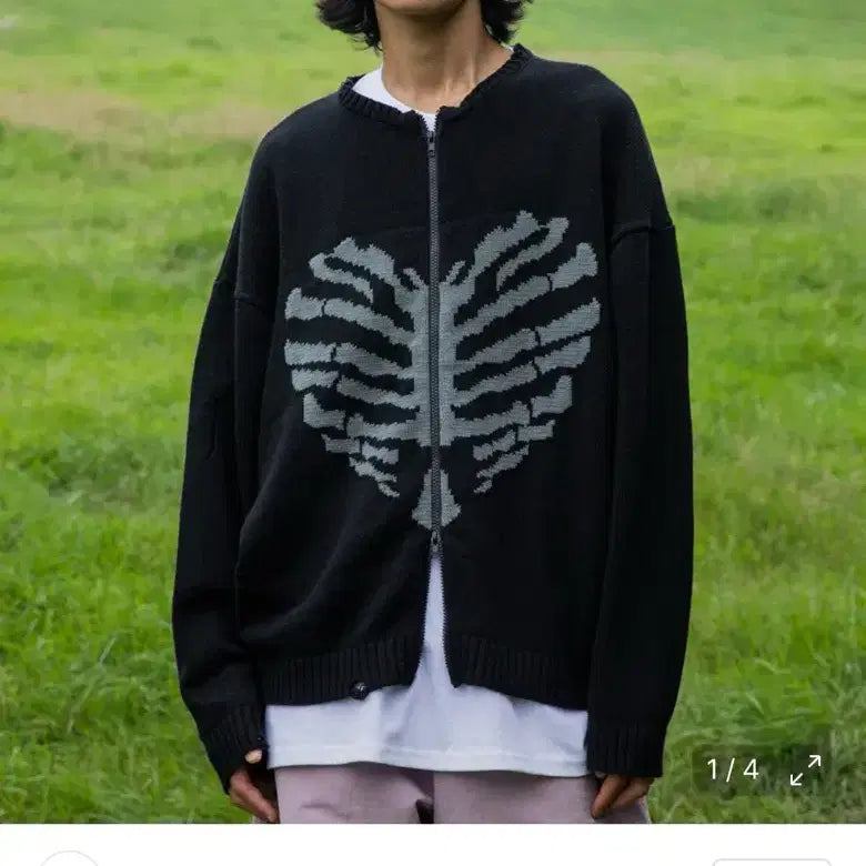 [BUNJANG] Extons Bowen Knit Zip-up Black Size M / 엑스톤즈 보운 니트 집업