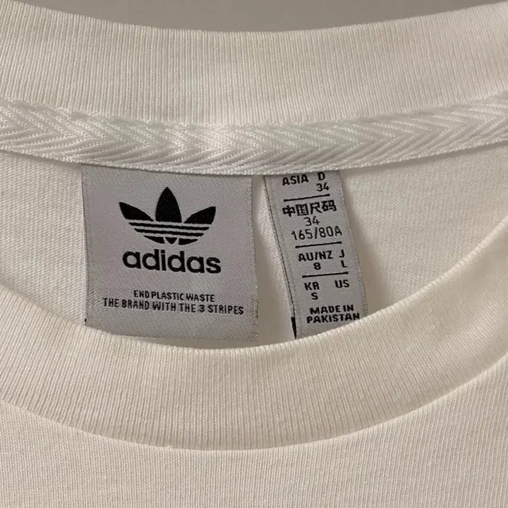 [BUNJANG] Adidas Originals Trefoil Cropped Short Sleeve T-Shirt White / 아디다스 오리지널 트레포일 크롭 반팔 티셔츠 화이트