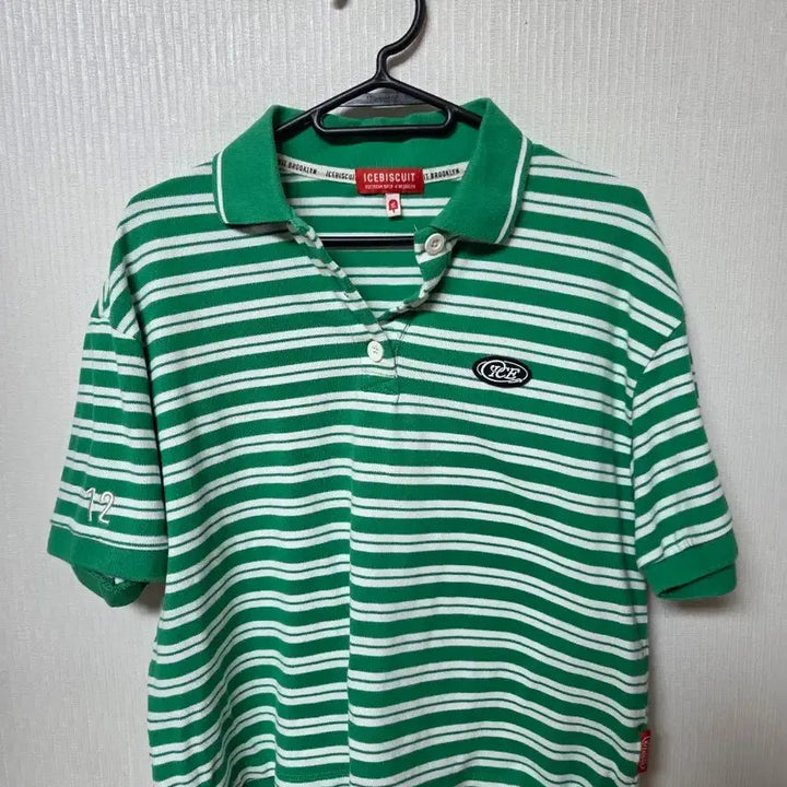 [BUNJANG] Ice Biscuit Stripe Collar T-Shirt 165 / 아이스비스킷 스트라이프 카라티 165