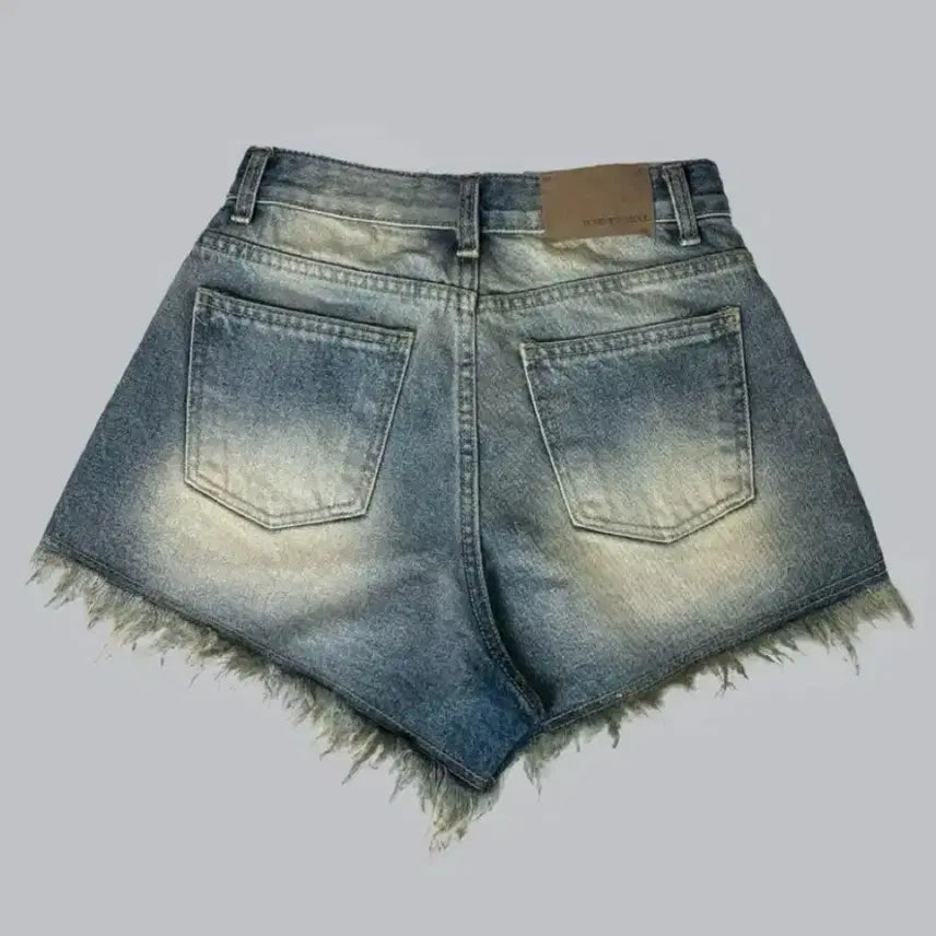 [BUNJANG] Bohemian Seoul 22ver. Damaged Washing Shorts Blue / 보헤미안서울 22ver. 데미지 워싱 쇼츠 블루