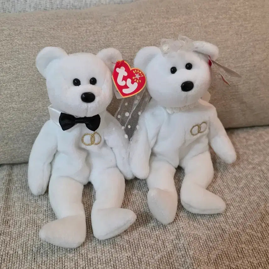 [BUNJANG] Ty Bear Vintage Bride &amp; Groom Set / 티와이베어 Ty베어 빈티지 인형 신랑 신부 세트