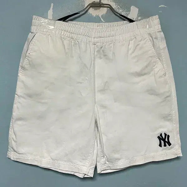[BUNJANG] MLB New York Yankees Basic Cotton Banding Shorts White XL / MLB 엠엘비 뉴욕양키스 베이직 코튼 밴딩 반바지 쇼츠 화이트 XL 34