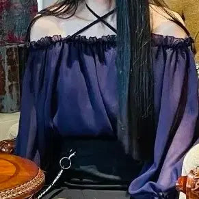 [BUNJANG] Off-the-Shoulder Blouse - Purple, One Size / 오프숄더 블라우스 퍼플