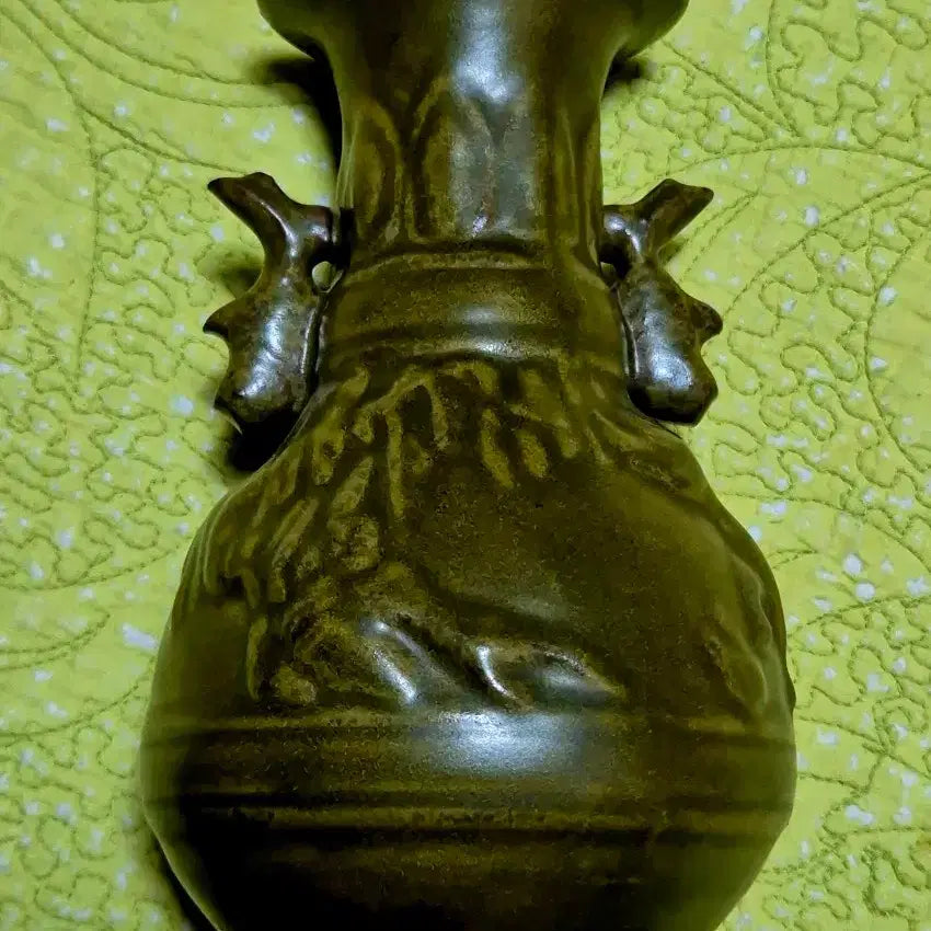 [BUNJANG] Celadon Porcelain Vase with Fish and Children Motif / 다엽말유 어문양이서수문 도자기