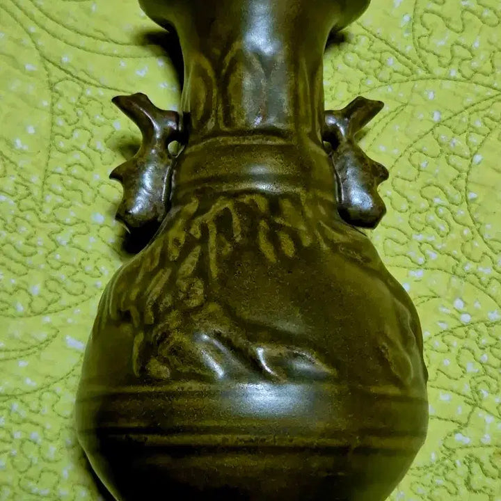 [BUNJANG] Celadon Porcelain Vase with Fish and Children Motif / 다엽말유 어문양이서수문 도자기