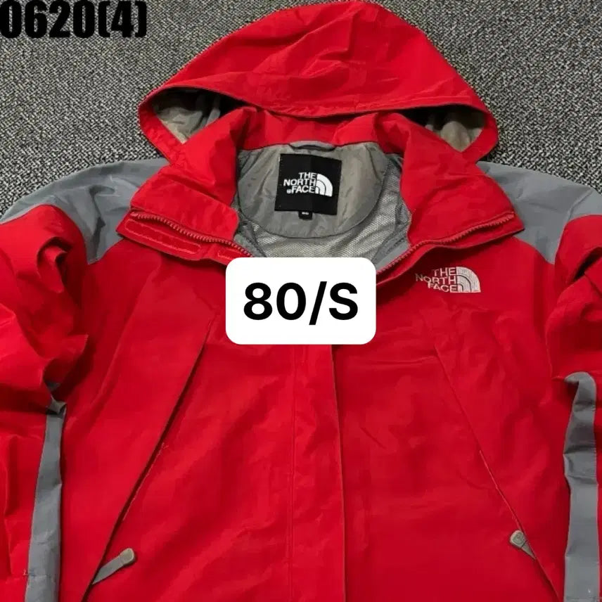 [BUNJANG] The North Face Red Hooded Windbreaker Jacket (Vintage) / [80/S] 노스페이스 | 레드 후드집업 바람막이 (빈티지 0620)