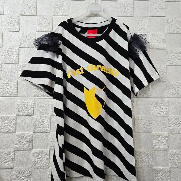 [BUNJANG] Lucky Chouette Striped Cotton T-Shirt / 럭키슈에뜨 55 66  면티