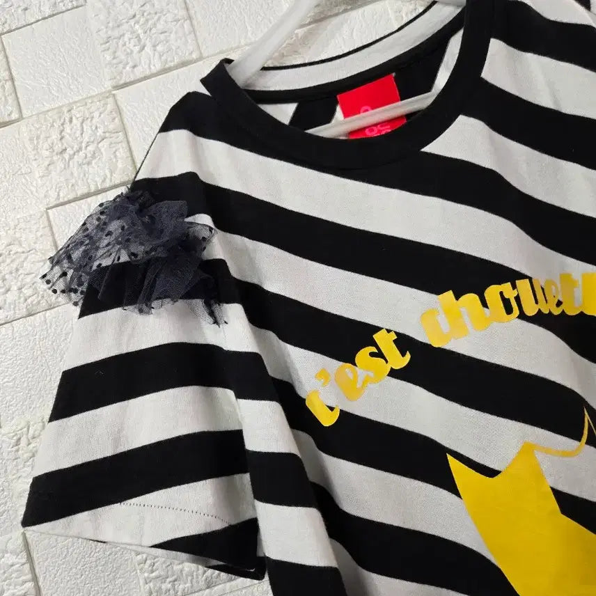 [BUNJANG] Lucky Chouette Striped Cotton T-Shirt / 럭키슈에뜨 55 66  면티