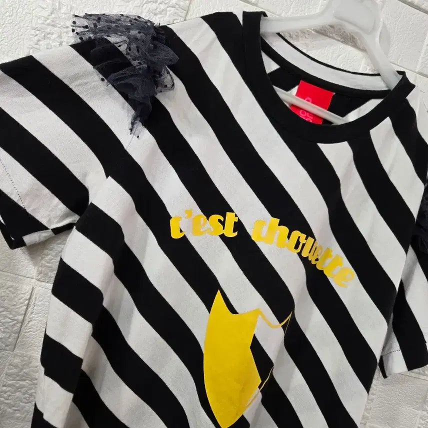 [BUNJANG] Lucky Chouette Striped Cotton T-Shirt / 럭키슈에뜨 55 66  면티