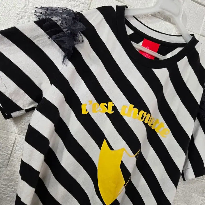 [BUNJANG] Lucky Chouette Striped Cotton T-Shirt / 럭키슈에뜨 55 66  면티