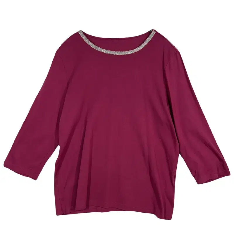 [BUNJANG] NOA Purple Cotton Long Sleeve Loose Fit T-Shirt [L] / NOA 와인 루즈핏 퍼플 긴팔 티 [L] 코튼 100%
