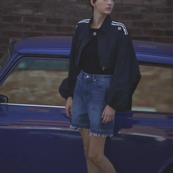 [BUNJANG] ENOR Double Stripe String Crop Jacket / 엔오르 DOUBLE STRIPE STRING CROP JACKET
