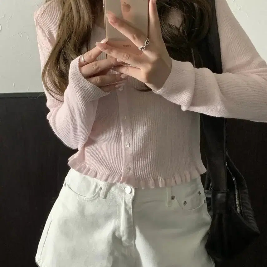 [BUNJANG] Live Hour Summer Linen Cardigan Pink / 리브아워 썸머 린넨 가디건 핑크