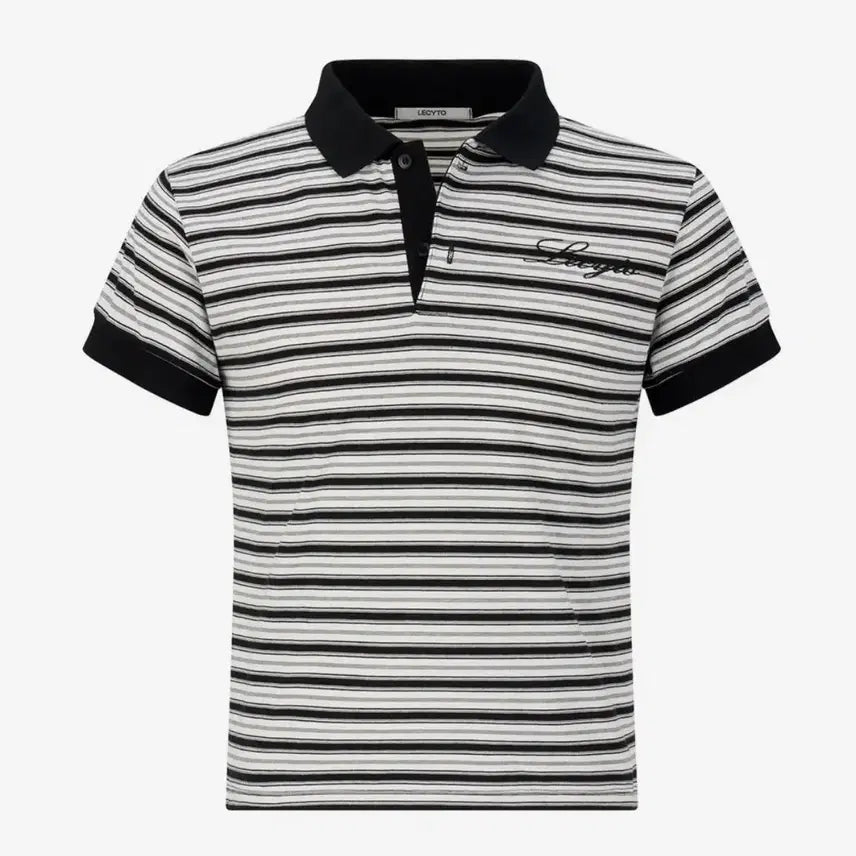 [BUNJANG] Recito Mirage Multi Stripe PK T-Shirt (White, Free Size) / 레씨토 스트라이프 반팔 티셔츠 PK 새상품 선착순 세일(가격내림)