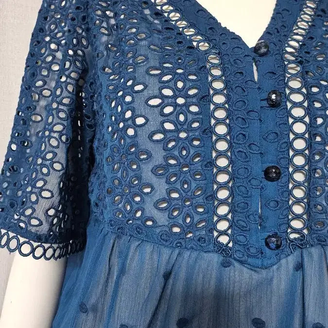 [BUNJANG] Anna Sui 2022 Blue Blouse / ANNASUI 정품 청색 2022년 블라우스