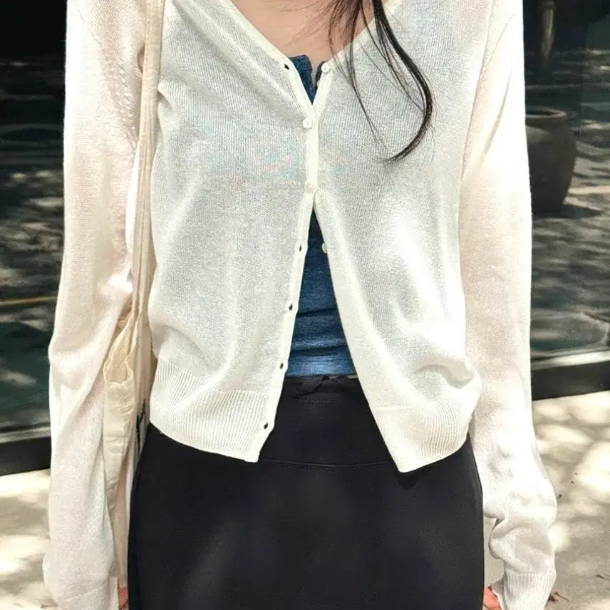 [BUNJANG] Slowand Breeze Cool Summer Cardigan Ivory / 슬로우앤드 브리즈 쿨썸머 여리핏 가디건 