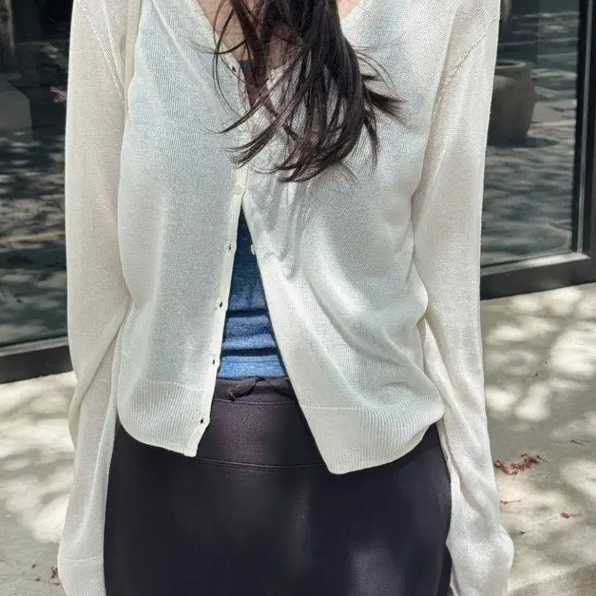 [BUNJANG] Slowand Breeze Cool Summer Cardigan Ivory / 슬로우앤드 브리즈 쿨썸머 여리핏 가디건 