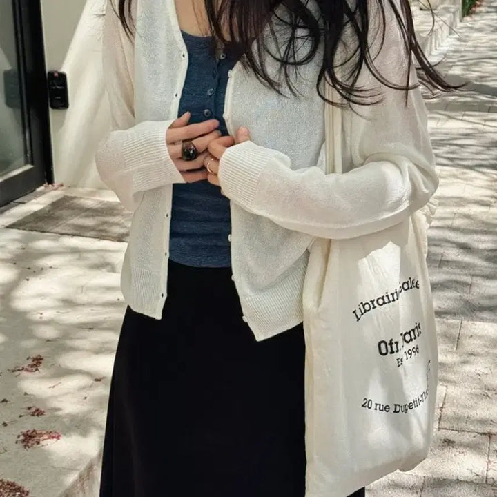 [BUNJANG] Slowand Breeze Cool Summer Cardigan Ivory / 슬로우앤드 브리즈 쿨썸머 여리핏 가디건 