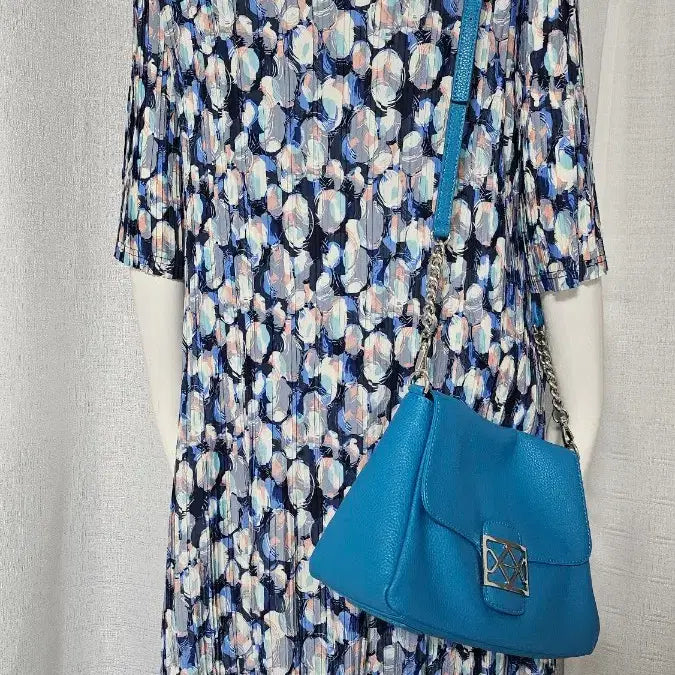[BUNJANG] Pleats Please Navy Point Pleated Long Dress / 플리츠미 남색 포인트 플리츠 롱원피스..택 프리..