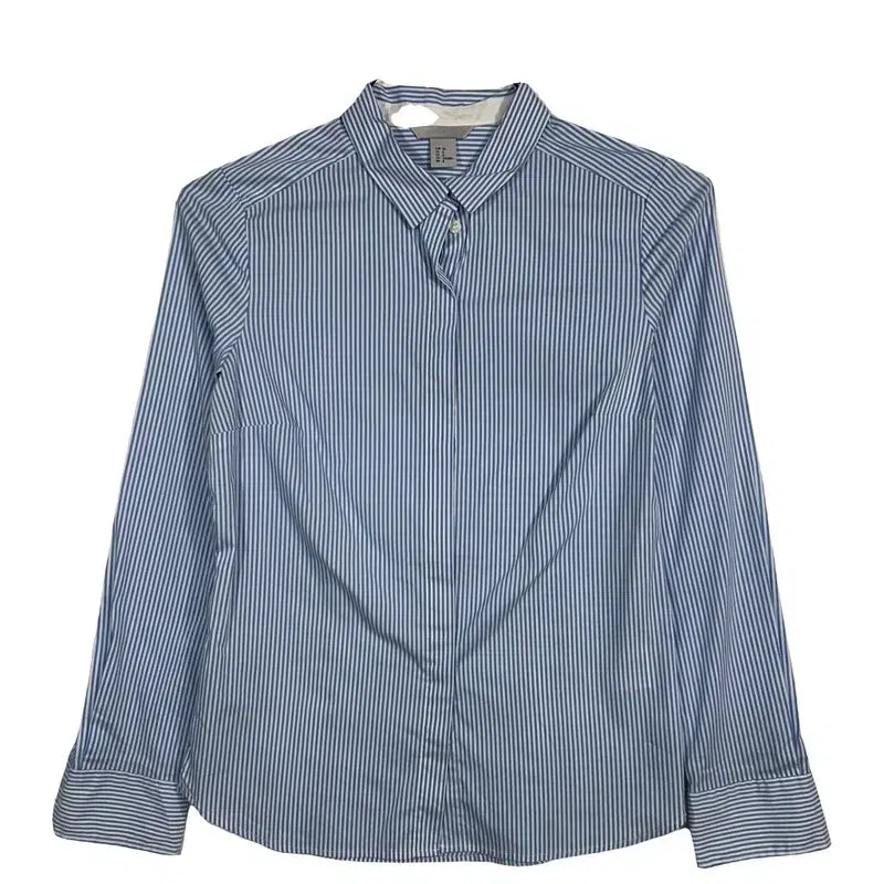 [BUNJANG] H&amp;M Blue Stripe Slim Fit Shirt Blouse / H&amp;M 블루 스프라이프 셔츠 슬림핏 남방 오피스 블라우스 [M]