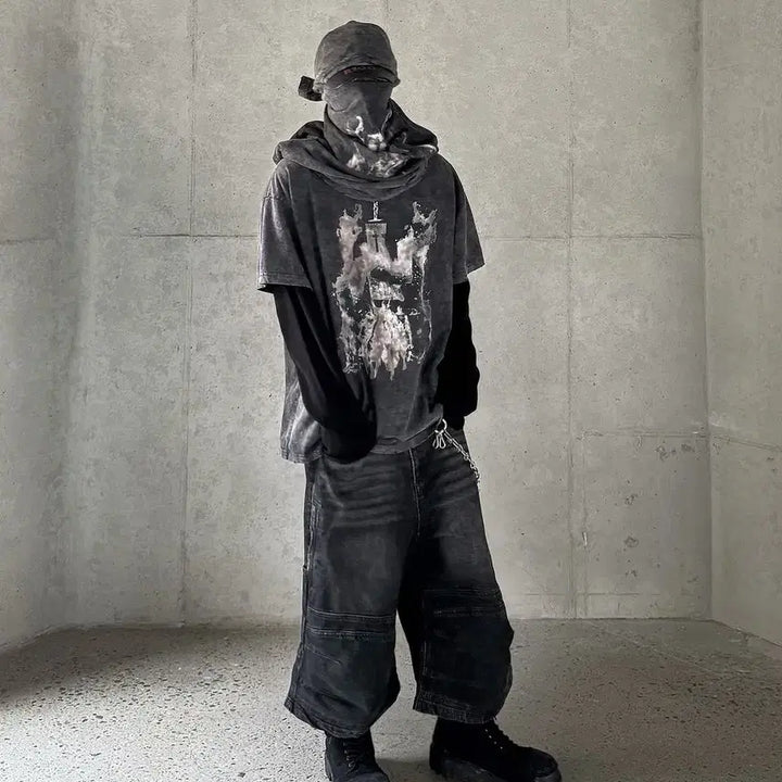 [BUNJANG] Roaring Raft Crusader Oversized T-Shirt Washed Black L / 로어링라드 십자군 오버 티셔츠 워시드 블랙 L