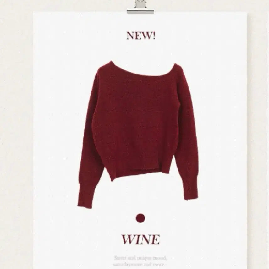 [BUNJANG] Wine Off-Shoulder Knit Sweater / 와인색 오프숄더 니트 (급처)