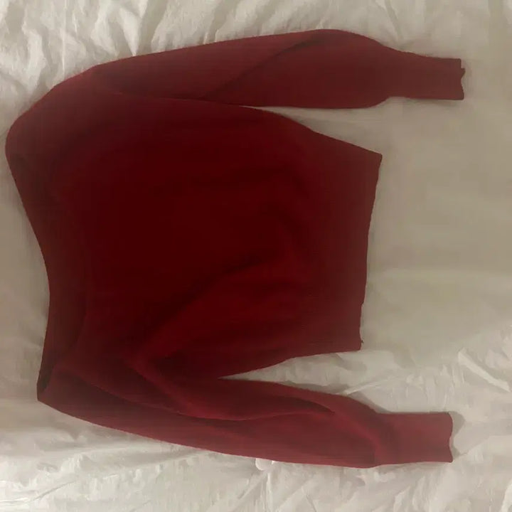 [BUNJANG] Wine Off-Shoulder Knit Sweater / 와인색 오프숄더 니트 (급처)