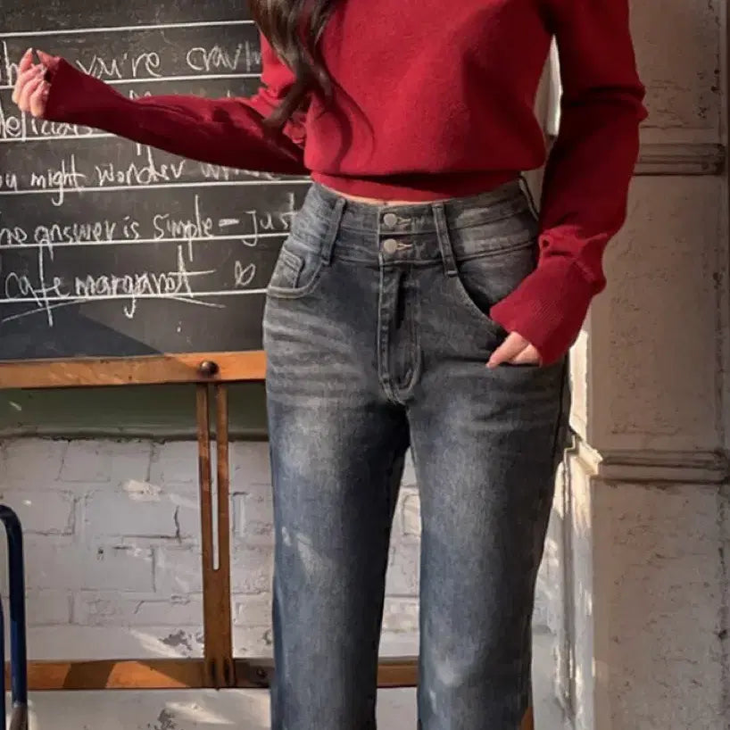 [BUNJANG] Wine Off-Shoulder Knit Sweater / 와인색 오프숄더 니트 (급처)
