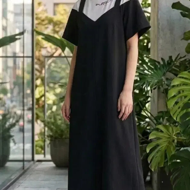[BUNJANG] Egoist 2023 Suspender Color-Block Long Dress / (55)에고이스트 2023년 서스펜더 배색 롱 원피스