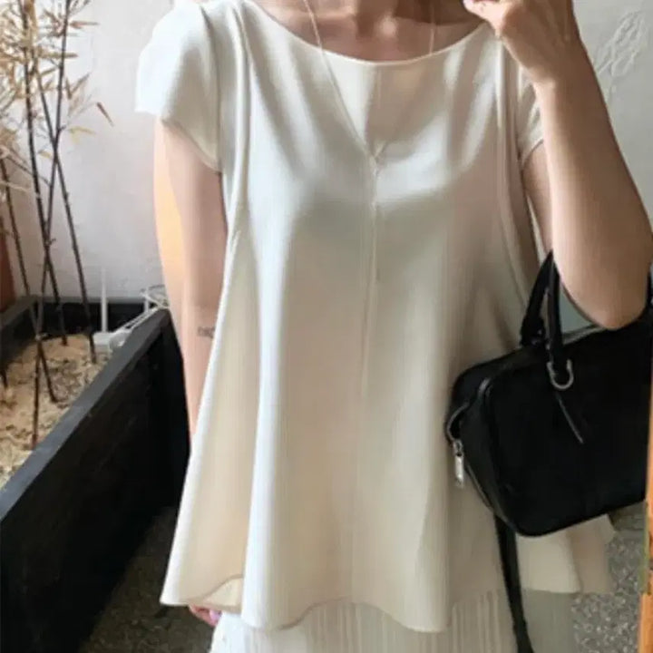 [BUNJANG] Noksip Boatneck Overlap Blouse Cream / 녹섭 보트넥 오버랩 블라우스 크림