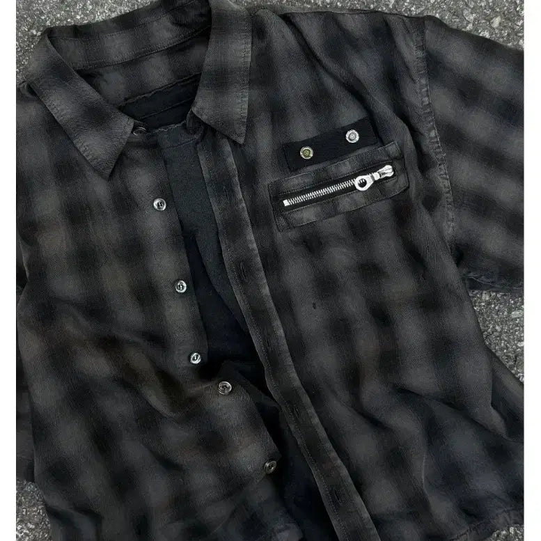 [BUNJANG] FOG SERVICE Check Short Sleeve Shirt Size 2 / 포그서비스 반팔 체크셔츠 2사이즈
