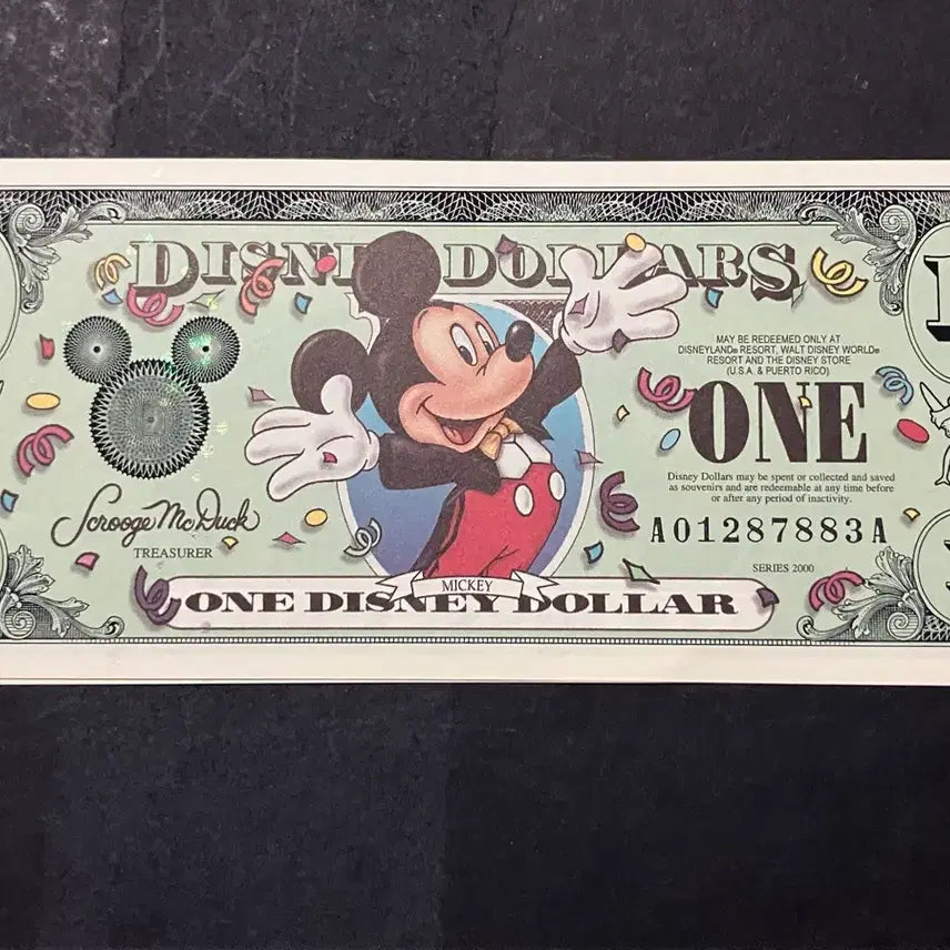 [BUNJANG] Disney Millennium Series 2000 1 Dollar Bills Set (Sequential Serial Numbers) / [완미/미사용] 2000년 밀레니엄 디즈니 1달러 2장 연번호 포함)