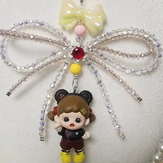 [BUNJANG] Zora Figure Cubic Ribbon Keyring / 조라피규어 큐빅리본키링