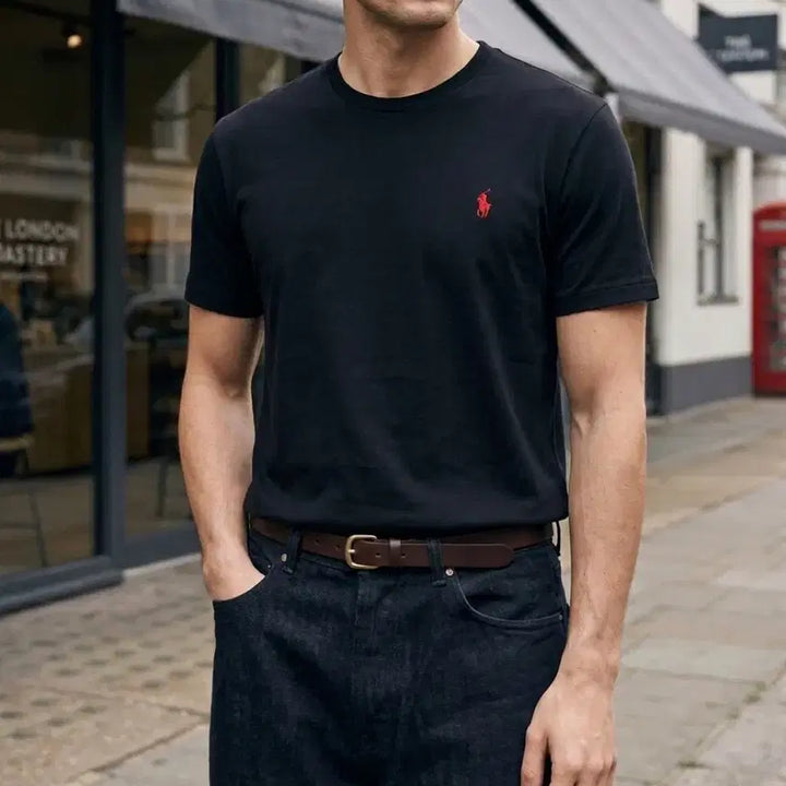 [BUNJANG] Ralph Lauren 26SS Heavy Cotton Round T-Shirt Black M / [폴로 정품 반값] 랄프로렌 26SS 헤비코튼 라운드티 블랙 M