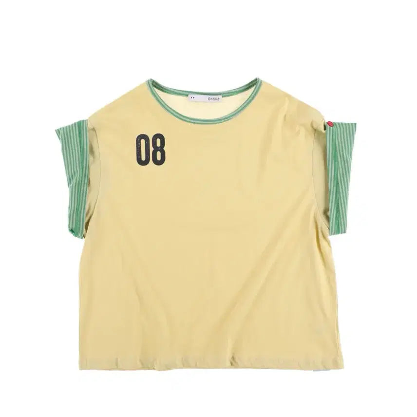 [BUNJANG] Onesca Button Double Sleeve T-Shirt Yellow / 온스카 버튼 더블 슬리브 티 옐로우