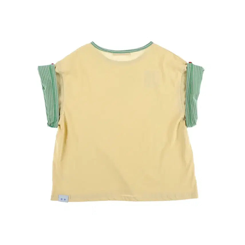 [BUNJANG] Onesca Button Double Sleeve T-Shirt Yellow / 온스카 버튼 더블 슬리브 티 옐로우