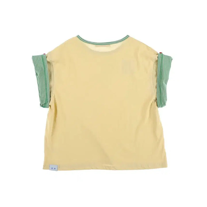 [BUNJANG] Onesca Button Double Sleeve T-Shirt Yellow / 온스카 버튼 더블 슬리브 티 옐로우
