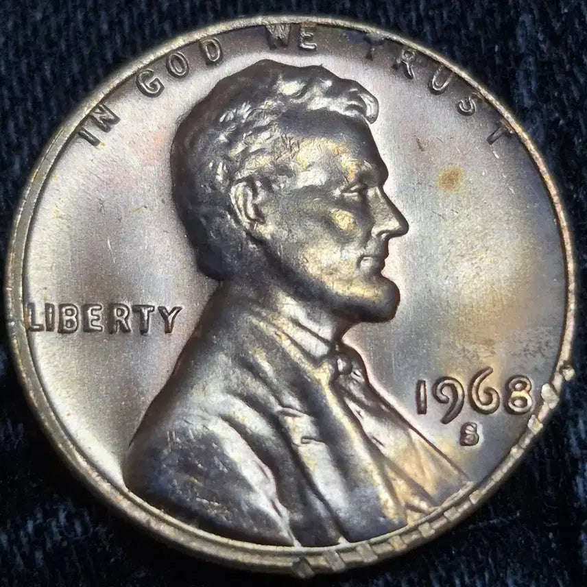 [BUNJANG] 1968 Lincoln Cent S Mint Error Coin / 1968년 링컨 센트 S. (완전 미사용)주화.  라인 짜집기 에러