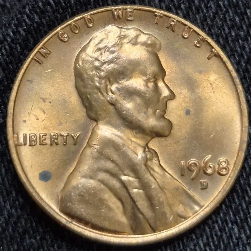 [BUNJANG] 1968 D Lincoln Cent Off-Center Strike Error Coin - Uncirculated / 1968년D 링컨 센트 오프센터 L자 붙음  뒷면 압인에러 (완전미사용)