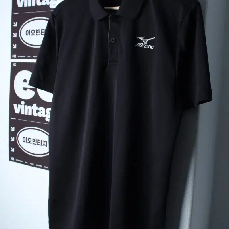[BUNJANG] Mizuno Short-Sleeve Collar T-Shirt Big Size Functional Black / (2XL) 미즈노 반팔 카라 티셔츠 빅사이즈 기능성 블랙-8342