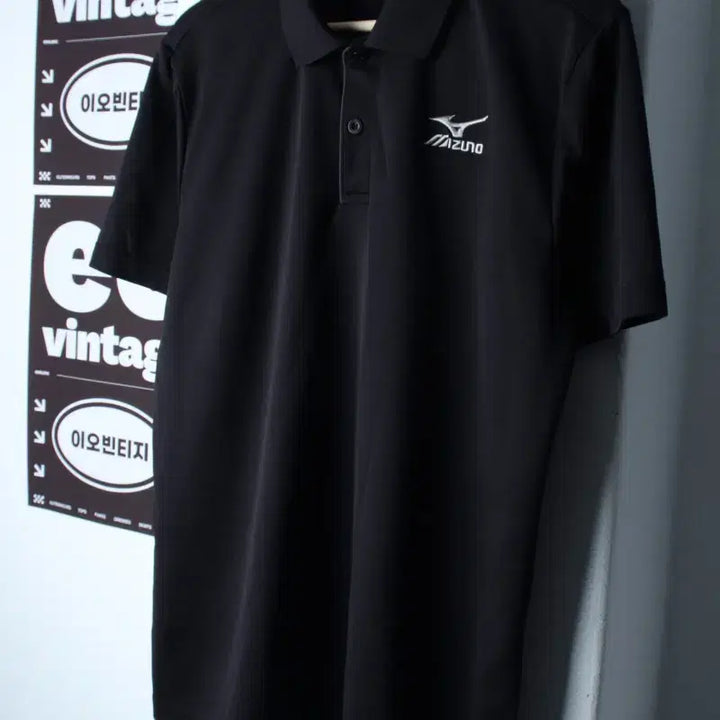 [BUNJANG] Mizuno Short-Sleeve Collar T-Shirt Big Size Functional Black / (2XL) 미즈노 반팔 카라 티셔츠 빅사이즈 기능성 블랙-8342