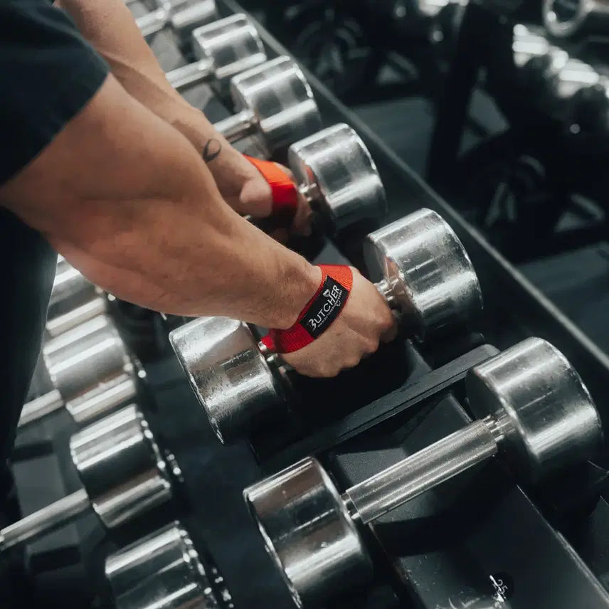 [BUNJANG] Butcher Hooks Lifting Straps Original Red Size S / Butcher Hooks 부처 훅 리프팅 스트랩 오리지널 레드 S사이즈