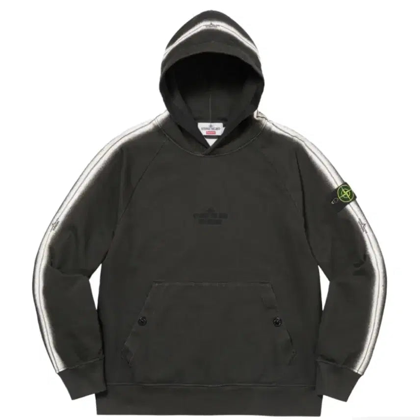 [BUNJANG] Supreme x Stone Island Striped Hoodie XL / 슈프림 스톤 아일랜드 스트라이프 후드