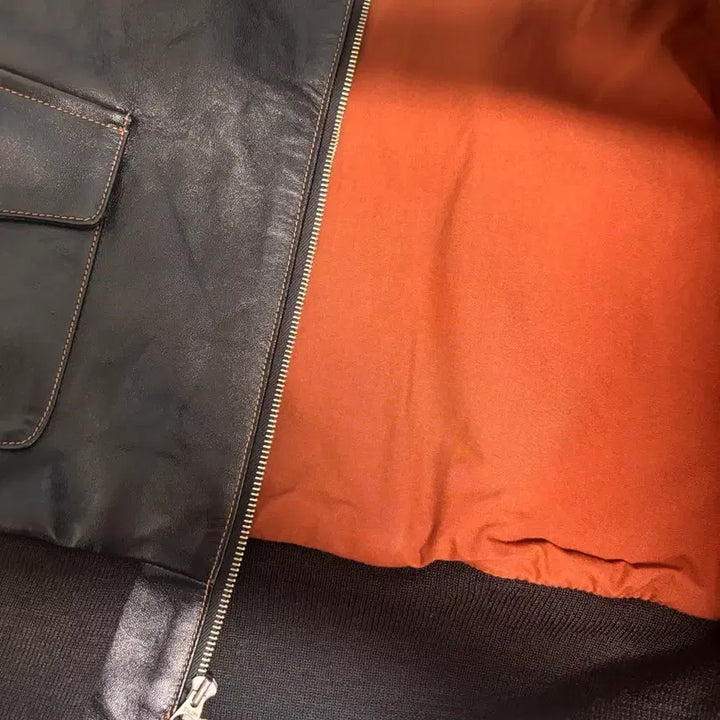 [BUNJANG] L-Size Tea-Core Horsehide A-2 Leather Jacket / (Lsize) 차심말가죽 a-2 가죽자켓